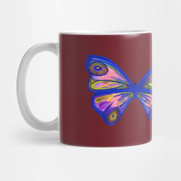 Watercolour Butterfly 1 (blue background) by WaterGardens